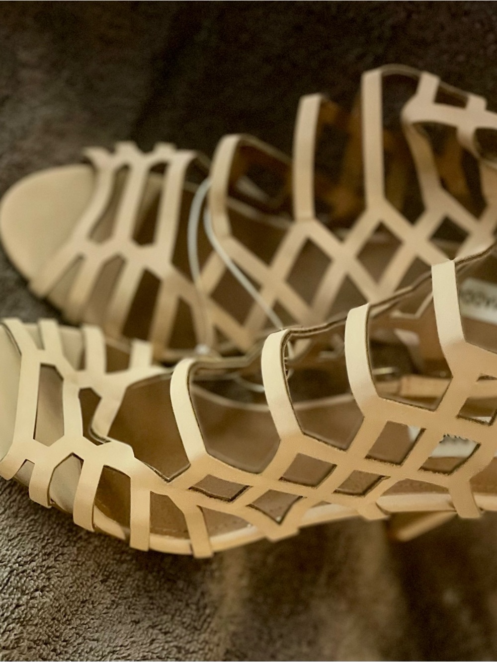 Steve Madden Beige Cage Heeled Sandals